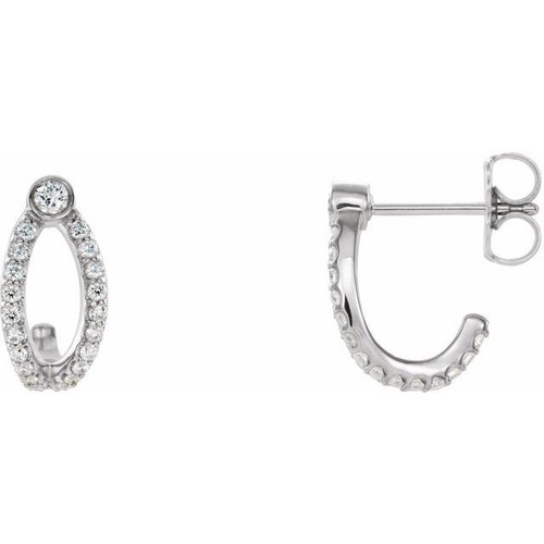 Platinum 0.33 Carat Diamond J Hoop Earrings