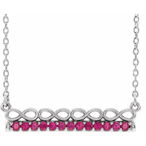 Ruby Necklace in 14 Karat White Gold Ruby Infinity-InspiBar 16 inch Necklace