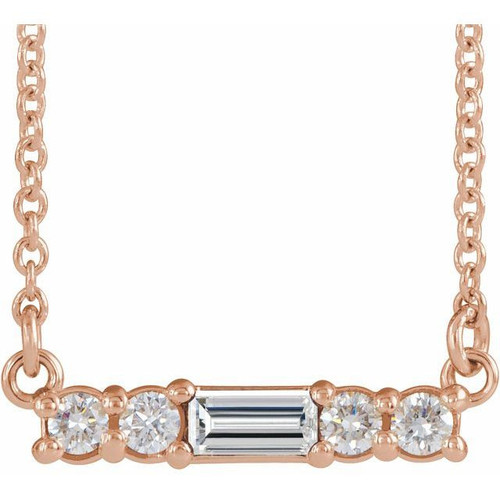 Diamond Necklace in 14 Karat Rose Gold 0.20 Carat Diamond 16 inch Necklace