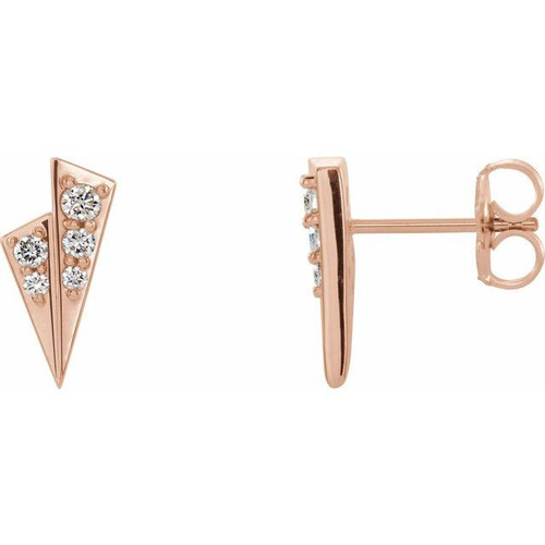 14 Karat Rose Gold 0.16 Carat Diamond Geometric Earrings