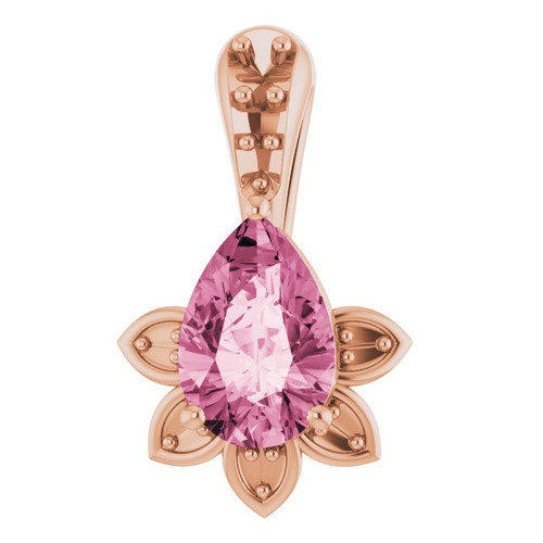 Pink Tourmaline Gem in 14 Karat Rose Gold Pink Tourmaline and .03 Carat Diamond Pendant