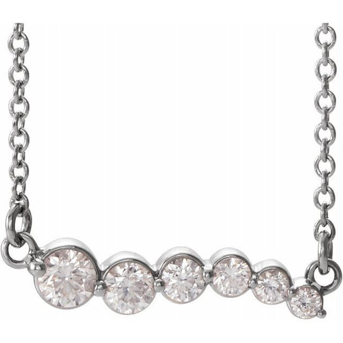 Real Diamond Necklace in Platinum 0.25 Carat Diamond Graduated 18 inch Necklace