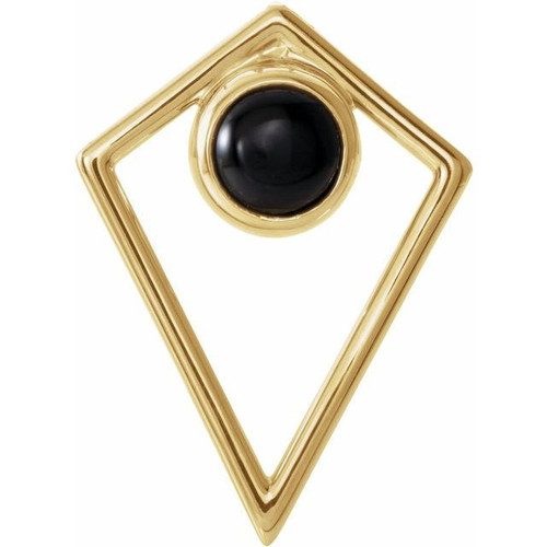 Black Onyx Gem in 14 Karat Yellow Gold Onyx Cabochon Pyramid Pendant