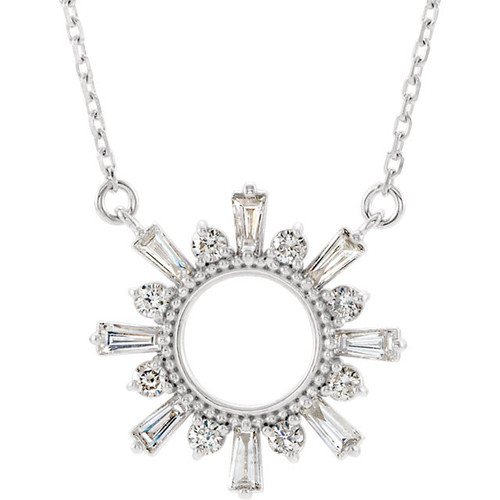 14 Karat White Gold 0.50 Carat Diamond Circle 18 inch Necklace