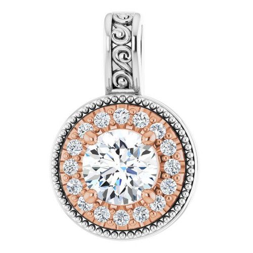 White Diamond in 14 Karat White Gold/Rose 0.50 Carat Diamond Pendant