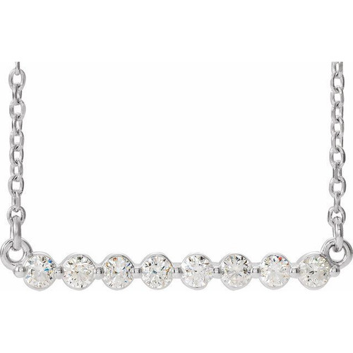 Genuine Diamond Necklace in 14 Karat Genuine Gold 0.25 Carat Diamond Bar 18 inch Necklace