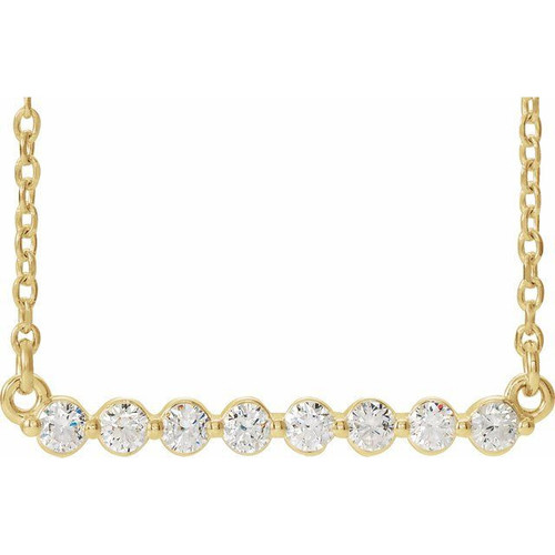 Genuine Diamond Necklace in 14 Karat Yellow Gold 0.25 Carat Diamond Bar 18 inch Necklace