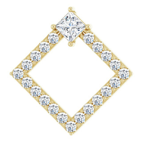 Sapphire Pendant in 14 Karat Yellow Gold Sapphire and 0.37 Carat Diamond Pendant