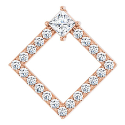 Sapphire Pendant in 14 Karat Rose Gold Sapphire and 0.37 Carat Diamond Pendant