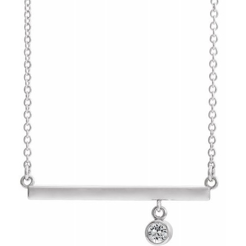 Real Diamond Necklace in Sterling Silver Diamond Bezel Set 18 Bar Necklace