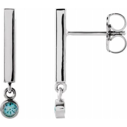 Sterling Silver Aquamarine Bar Earrings