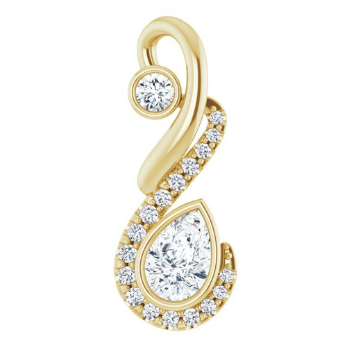 White Diamond in 14 Karat Yellow Gold Freeform 0.50 Carat Diamond Pendant