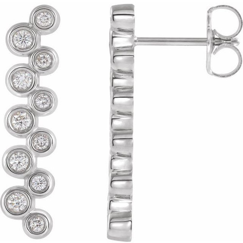 Platinum 0.33 Carat Diamond Bezel Set Bar Earrings