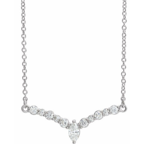 Real Diamond Necklace in Sterling Silver 0.33 Carat Diamond 16 V Necklace