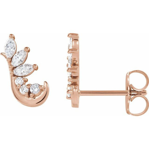 14 Karat Rose Gold 0.25 Carat Diamond Earring Climbers