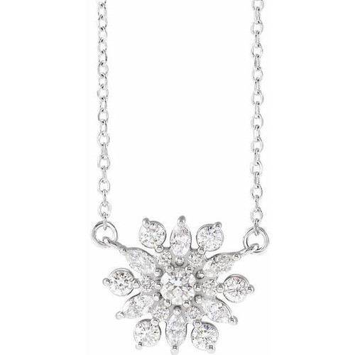 Real Diamond Necklace in Platinum 0.50 Carat Diamond Vintage Inspired 16 inch Necklace
