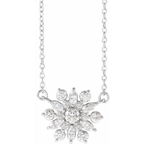 Real Diamond Necklace in Sterling Silver 0.50 Carat Diamond Vintage Inspired 18 inch Necklace