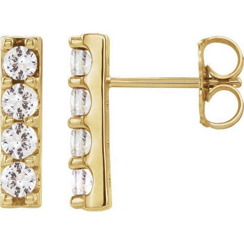 14 Karat Yellow Gold 0.50 Carat Diamond Bar Earrings