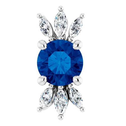 14 Karat White Gold Sapphire and 0.25 Carat Diamond Pendant