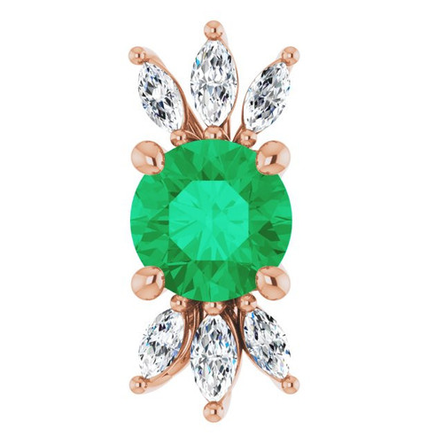 14 Karat Rose Gold Emerald and 0.25 Carat Diamond Pendant