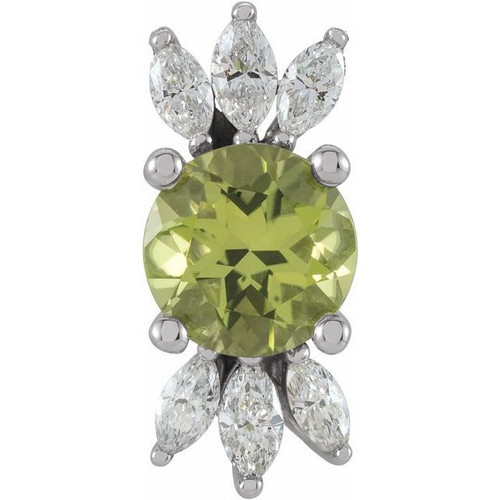 Platinum Peridot and 0.25 Carat Diamond Pendant