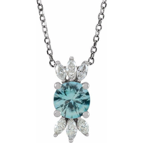 Genuine Zircon Necklace in Platinum Genuine Zircon and 0.25 Carat Diamond 16 inch Necklace