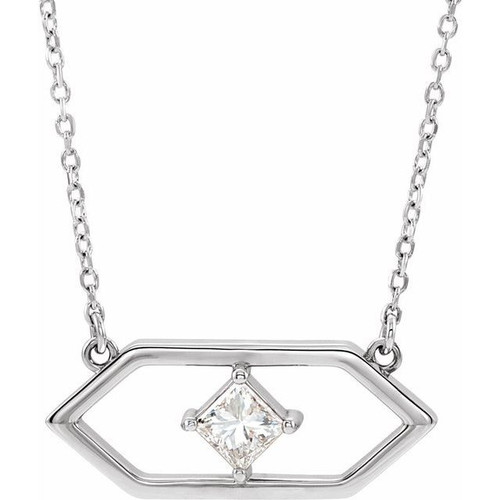 14 Karat White Gold 0.25 Carat Diamond Geometric 16 inch Necklace