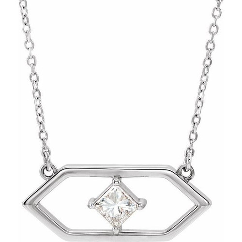 Real Diamond Necklace in Platinum 0.25 Carat Diamond Geometric 18 inch Necklace