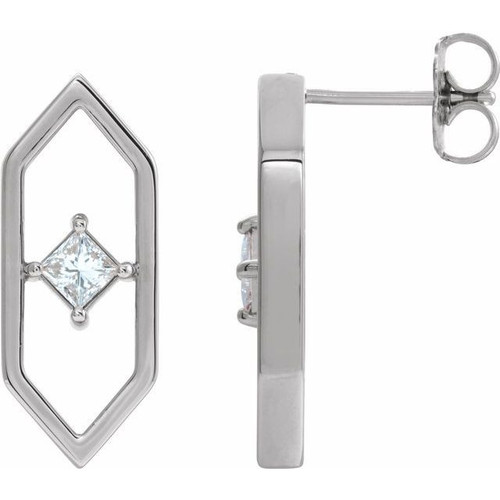 Sterling Silver 0.33 Carat Diamond Geometric Earrings