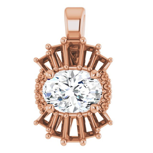 Sapphire Pendant in 14 Karat Rose Gold Sapphire and 0.33 Carat Diamond Pendant
