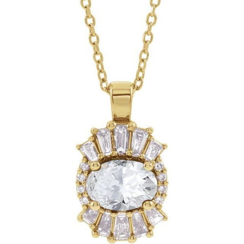 White Diamond Necklace in 14 Karat Yellow Gold 1 Carat Diamond 16 inch Necklace