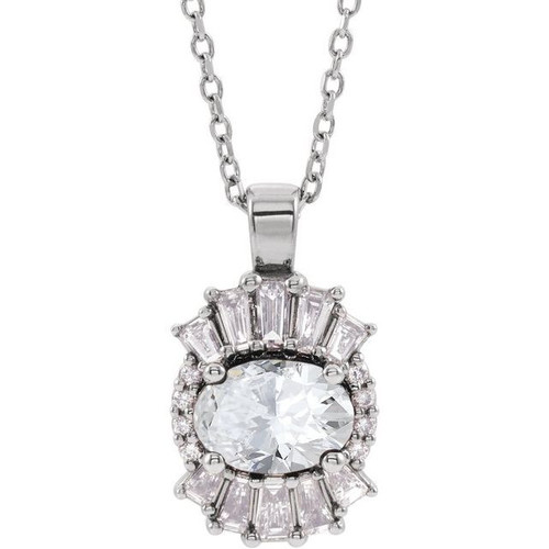 Genuine Diamond Necklace in Sterling Silver 1 Carat Diamond 16 inch Necklace