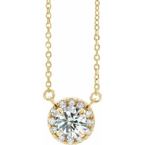 White Diamond Necklace in 14 Karat Yellow Gold 0.33 Carat Diamond 16 inch Necklace