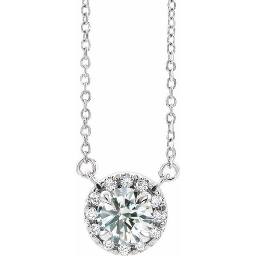 Lab Grown Diamond Necklace in 14 Karat  Gold 0.20 Carat Lab Grown Diamond French-Set 16 inch Necklace