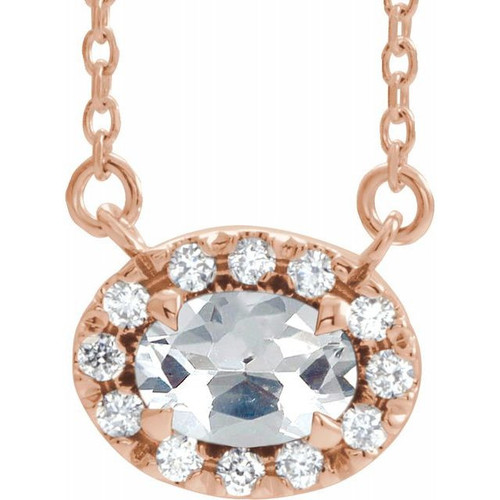 White Diamond Necklace in 14 Karat Rose Gold 0.60 Carat Diamond 16 inch Necklace