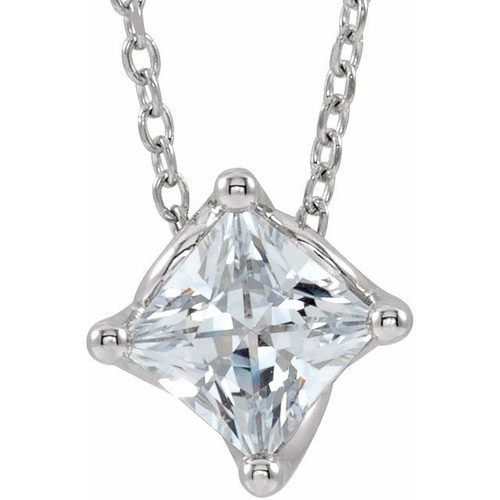 Sterling Silver Sapphire Solitaire 16 inch Necklace