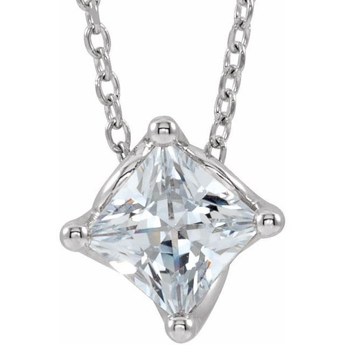 Genuine Diamond Necklace in Platinum 0.75 Carat Diamond Solitaire 16 inch Necklace
