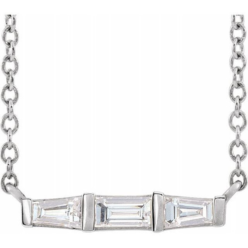 Real Diamond Necklace in Platinum 0.12 Carat Diamond Bar 16 inch Necklace