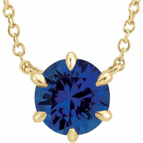Sapphire Necklace in 14 Karat Yellow Gold Sapphire Solitaire 16 inch Necklace