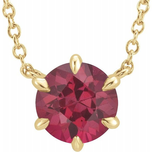 Ruby Necklace in 14 Karat Yellow Gold Ruby Solitaire 18 inch Necklace