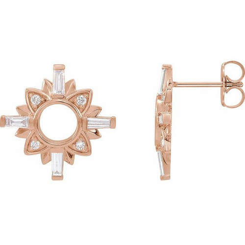 14 Karat Rose Gold 0.50 Carat Diamond Celestial Inspired Drop Earrings