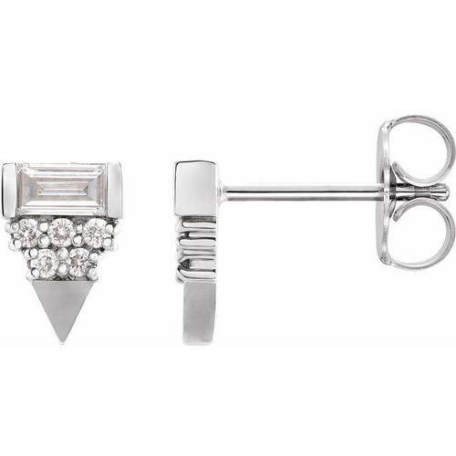 14 Karat White Gold 0.25 Carat Diamond Geometric Earrings