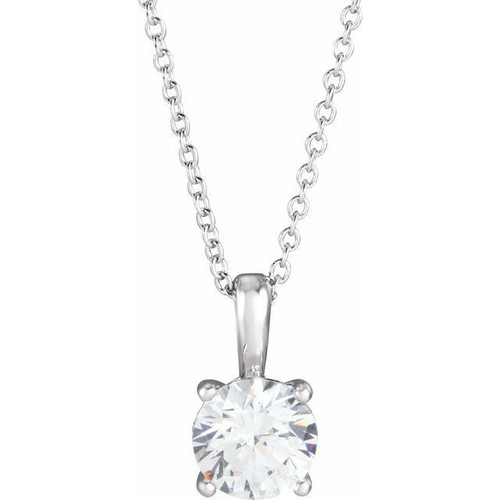 White Diamond Necklace in 14 Karat White Gold 0.25 Carat Diamond 16 inch Necklace