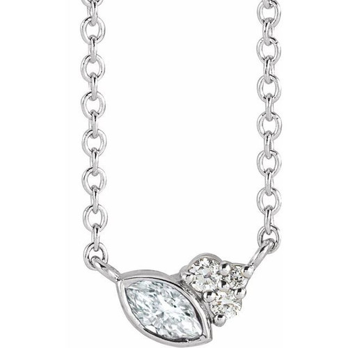 Genuine Sapphire Necklace in Platinum Sapphire and .03 Carat Diamond 16 inch Necklace