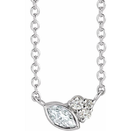 Real Diamond Necklace in Sterling Silver 0.10 Carat Diamond 16 inch Necklace