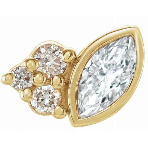 14 Karat Yellow Gold 0.10 Carat Diamond Right Earring