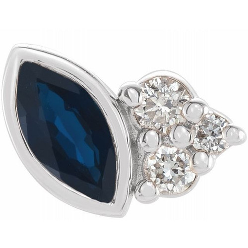 Sterling Silver Blue Sapphire and .03 Carat Diamond Left Earring