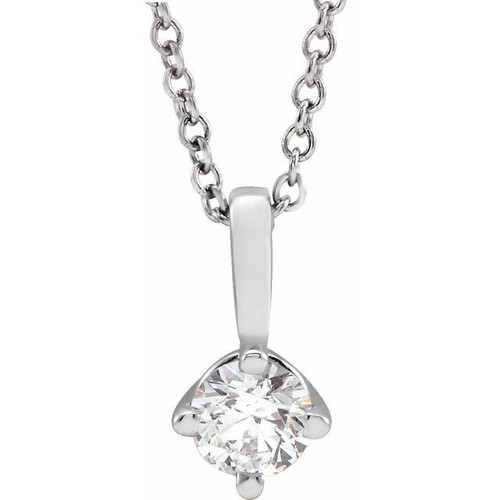 Real Diamond Necklace in Sterling Silver 0.25 Carat Diamond Solitaire 16 inch Necklace