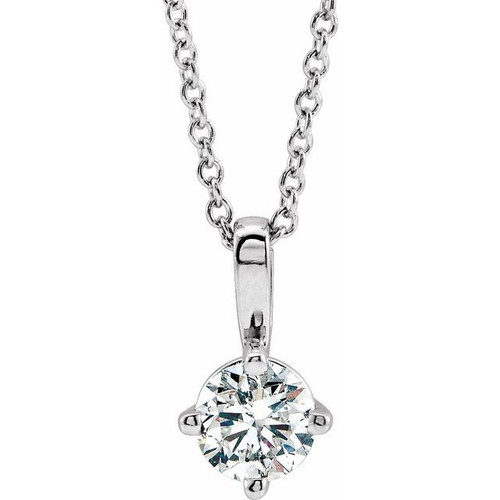 Real Diamond Necklace in Platinum 0.37 Carat Diamond Solitaire 16 inch Necklace
