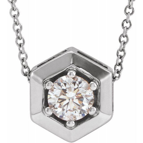 Genuine Sapphire Necklace in 14 Karat White Gold Sapphire Geometric 16 inch Necklace